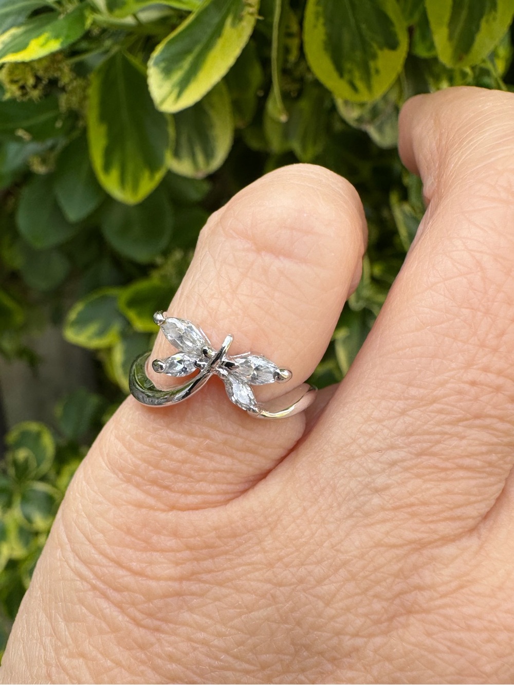 Sterling Silver Crystal Butterfly Ring size 5 Hallmarked 925 RSC